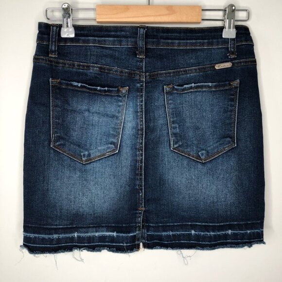 Kancan  Dark Wash Raw Hem Denim Mini Skirt Size 27 - Picture 8 of 8